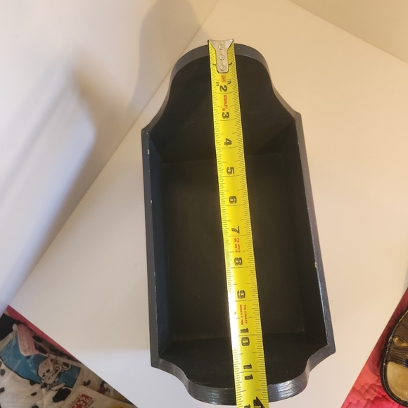 Vintage Painted Black Birds Wood Caddy Storage Basket Farmhouse Decor Cottage - Picture 6 of 9